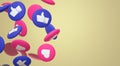 The 3d rendering Thumbs up and heart ÃÂ social media icon